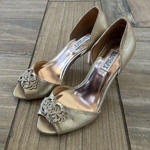 Badgley Mischka Suede Crystal Embellishments D'Orsay Pumps size 8.5